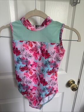 Chic Ballet Floral Pink & Mint Girls Leotard
